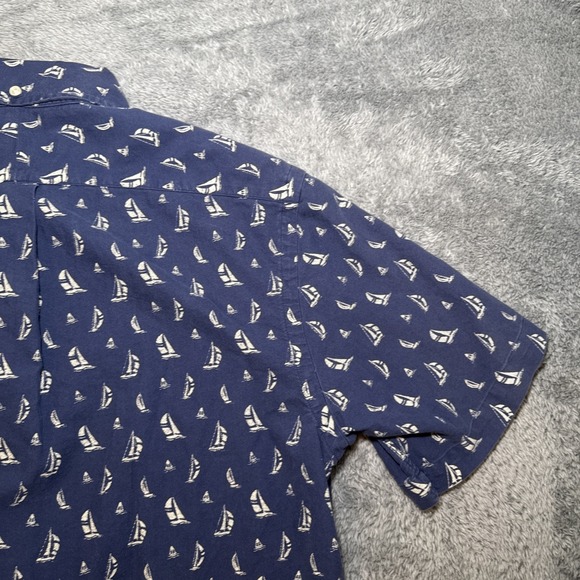 Ralph Lauren Men's SZ S Blue & White Sail Boat Short Sleeve Button Down Shirt - Picture 14 of 15